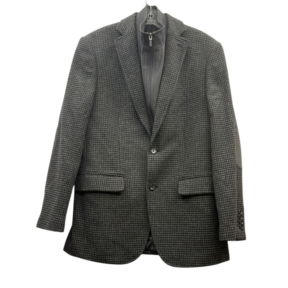 Marc Anthony Houndstooth Wool‎ Blend Blazer Sport Coat Elbow Patches 38R